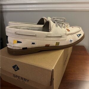 Sperry Canvas Boat Shoes with Nautical Flags
